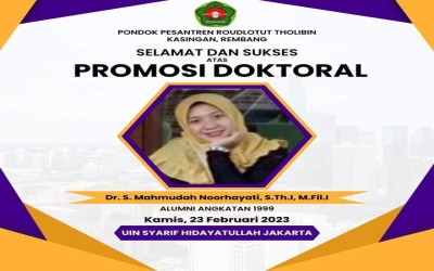 Alumni MAN 1 Rembang, S.Mahmudah Noorhayati Ikuti Ujian Promosi Doktoral