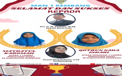 MAN 1 REMBANG RAIH JUARA 1 LOMBA ESSAY ANNABA COMPETITION