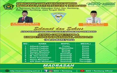 MENJELANG BULAN RAMADHAN, MAN 1 REMBANG RAIH 5 EMAS